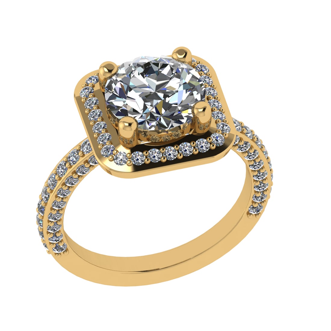 3.10 Ctw SI1/SI2 Diamond 14k Yellow Gold Engagement Ring (ALL DIAMOND ARE L: Center Daimond Weight :-2.00 Ctw ( Round Cut) Color : G-H Clarity : SI1/SI2 Side Diamond Weight Of Ctw 1.10 Ctw Color : G-H Clarity : SI1/SI2 Daimond Setting : Prong Metal Weight : Approx 4.68 gram 14