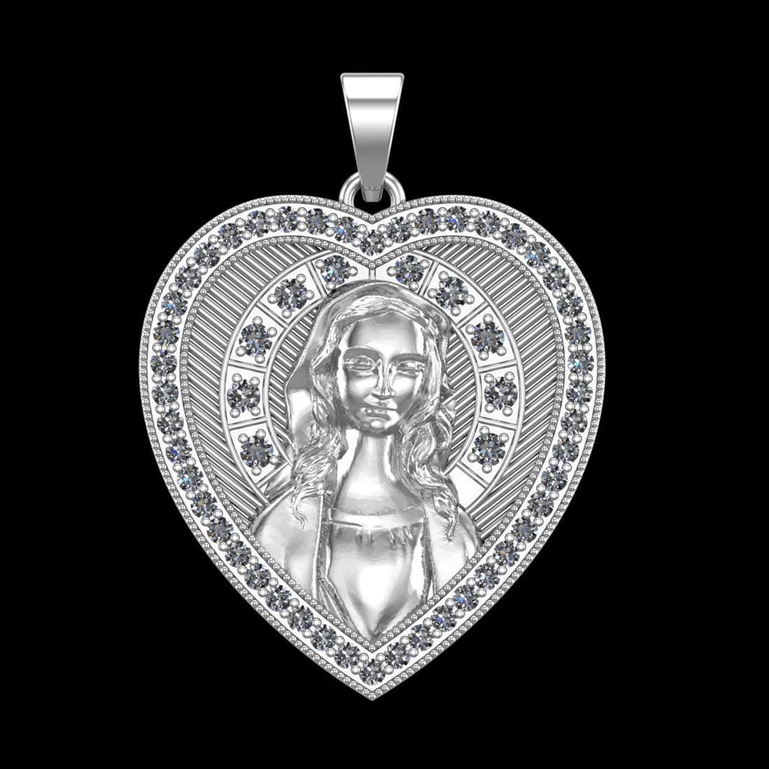 1.15 Ctw SI2/SI1 Diamond 10k white Gold Pendant (ALL DIAMOND ARE LAB GROWN): Total Daimond Weight :-1.15 Ctw Color : J-K Clarity : SI2/SI1 Setting : Prong Metal Weight : Approx 13.45 gram 10k White Gold Pendant (ALL DIAMOND ARE LAB GROWN) #3SS65616v15