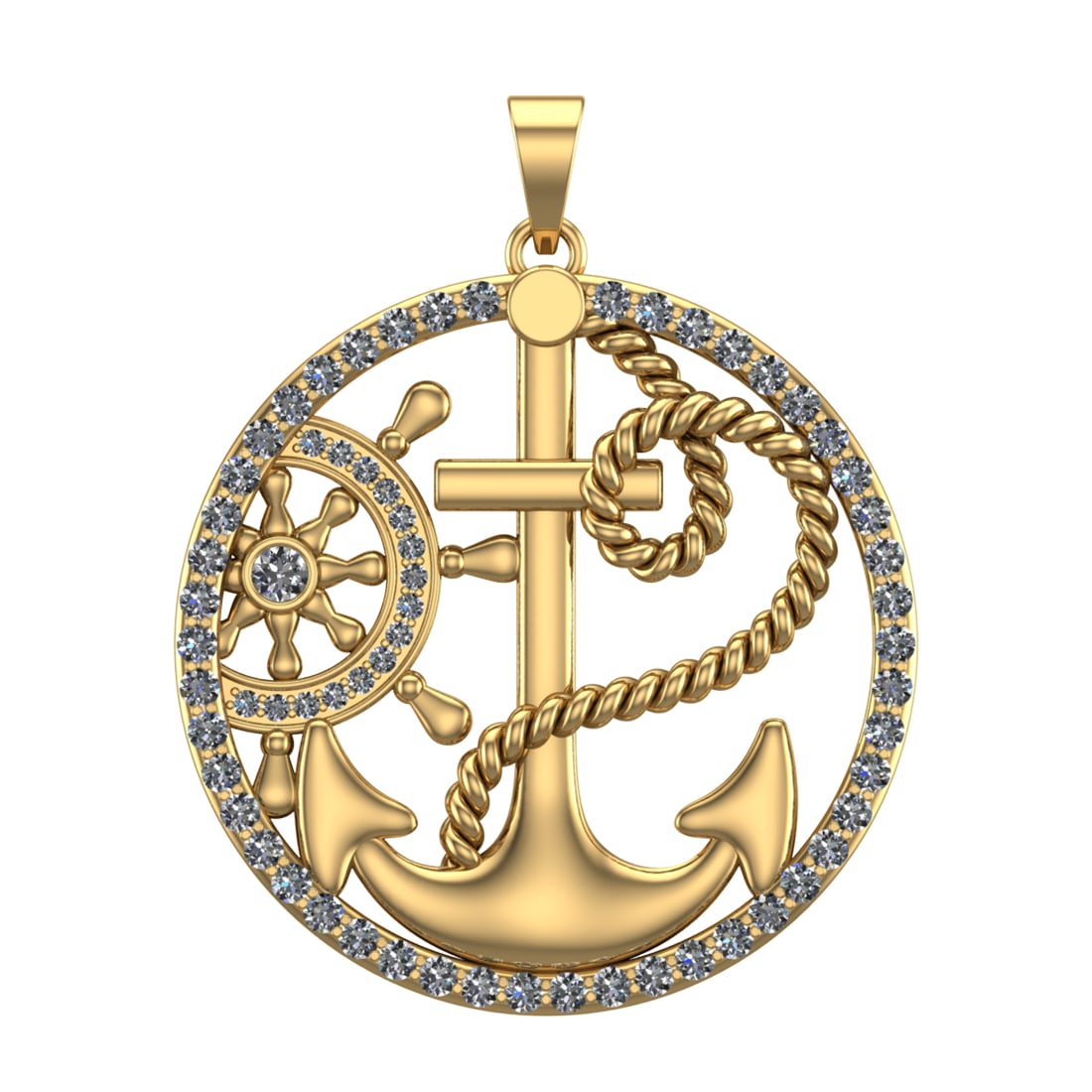 2.20 Ctw SI2/SI1 Diamond Prong Set 14k Yellow Gold Pendant(ALL DIAMOND ARE (1 of 1)