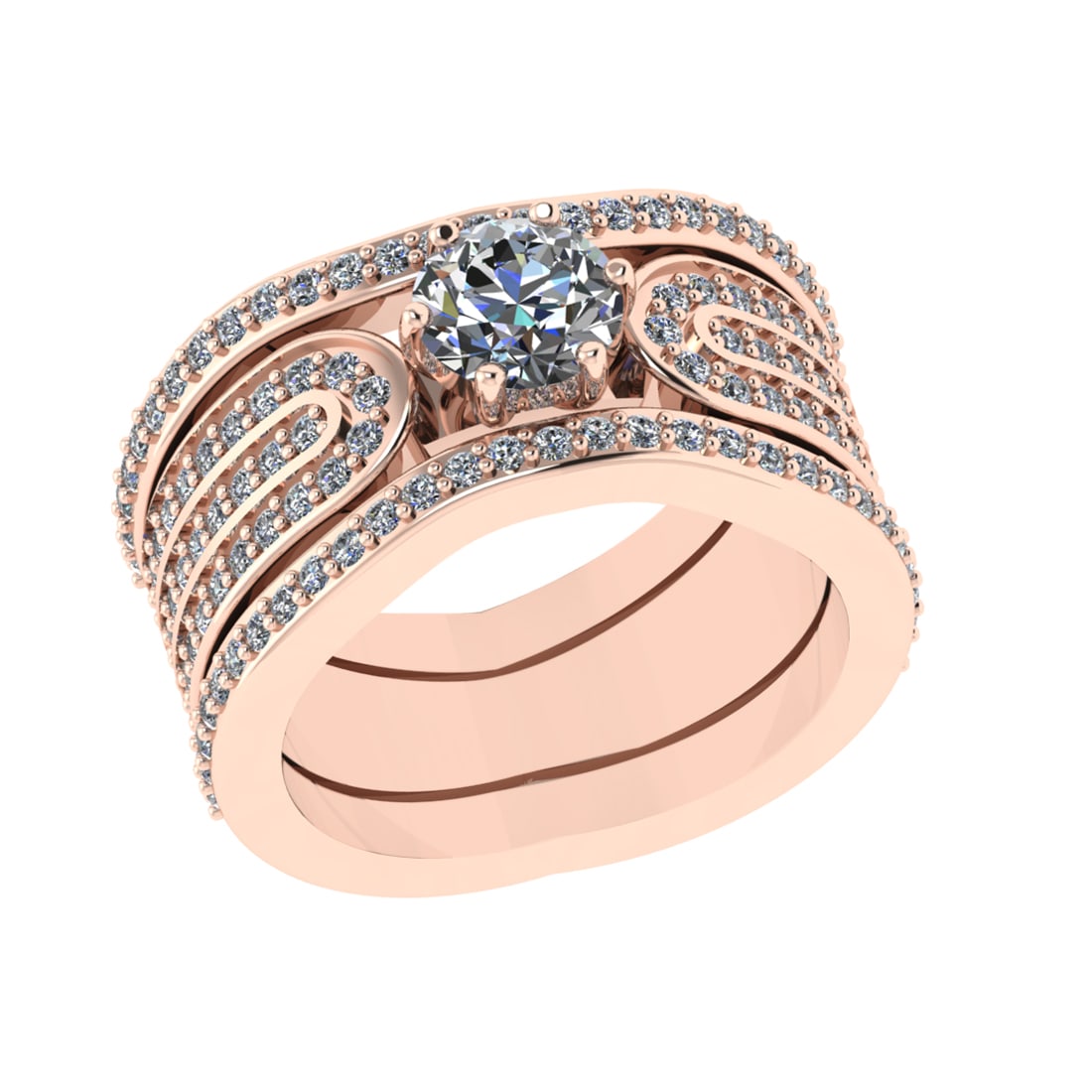 1.81 Ctw SI1/SI2 Diamond 14k Rose Gold Engagement Ring (ALL DIAMOND ARE LAB: Center Daimond Weight :-0.84 Ctw (Round Cut) Color : G-H Clarity : SI1/SI2 Side Diamond Weight Of Ctw 0.97 Ctw Color : G-H Clarity : SI1/SI2 Daimond Setting : Prong Metal Weight : Approx 8.36 gram 14k