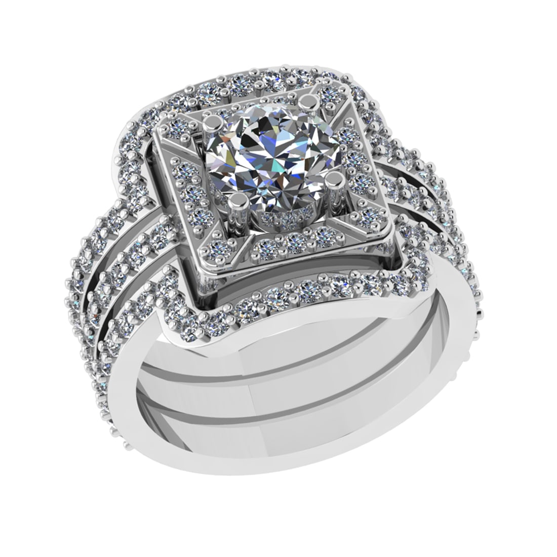 2.61 Ctw SI1/SI2 Diamond 14k white Gold Engagement Halo Ring (ALL DIAMOND A: Center Daimond Weight :-1.30 Ctw (Round Cut) Color : G-H Clarity : SI1/SI2 Side Diamond Weight Of Ctw 1.31 Ctw Color : G-H Clarity : SI1/SI2 Daimond Setting : Prong Metal Weight : Approx 8.26 gram