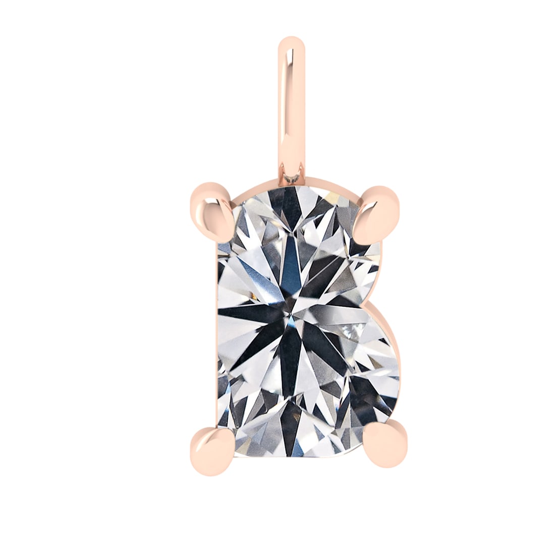 0.79 ctw VS Diamond Style Prong Set 14k Rose Gold Alphabet-B Pendant (ALL L: Total Daimond Weight :-0.79 Ctw Color : White Clarity : VS Setting : Prong Metal Weight : Approx 2.90 gram 14k Rose Gold Alphabet-B Pendant (ALL LAB GROWN Diamond ) #3SS96042v15