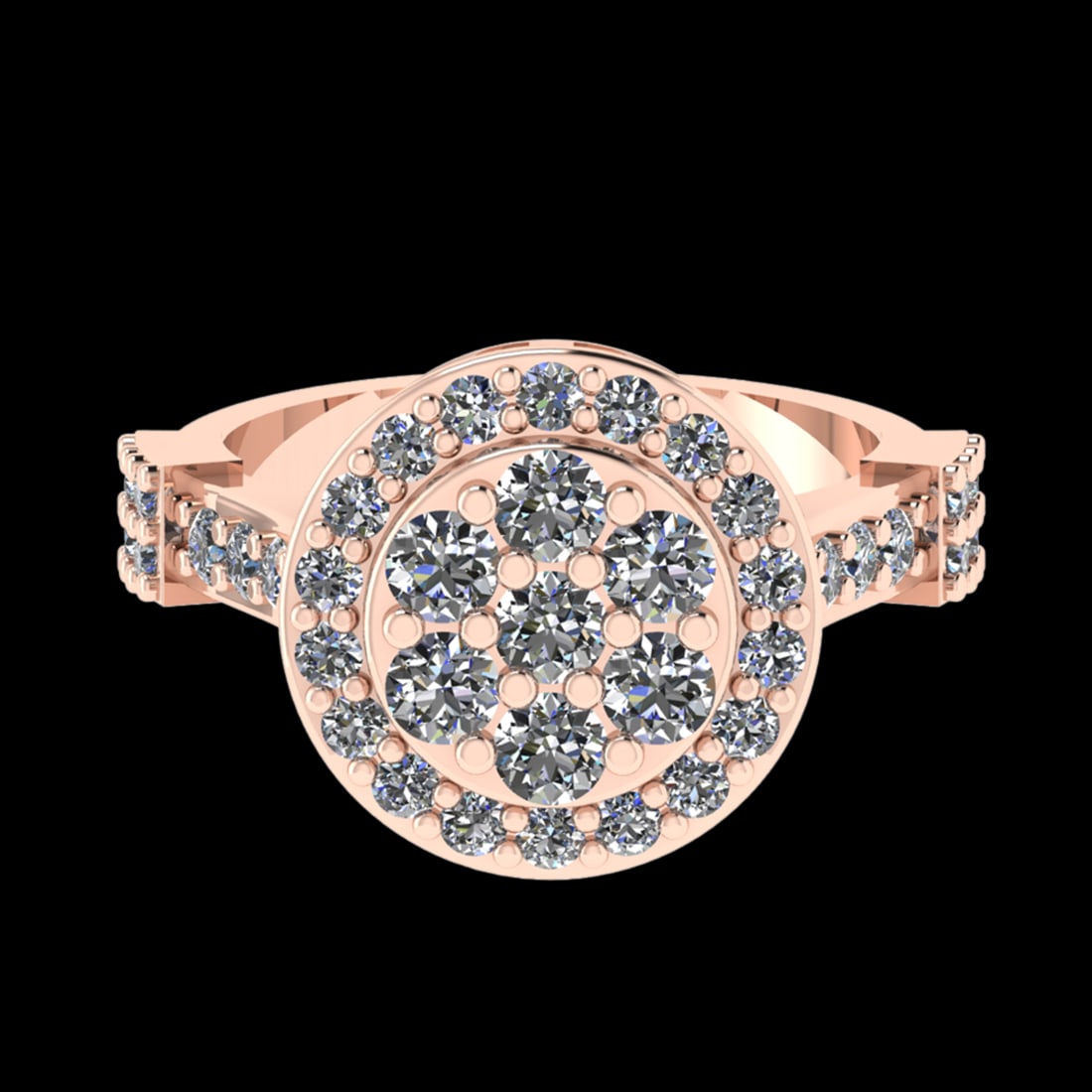 1.62 Ctw VS/SI1 Diamond 10K Rose Gold Engagement Ring (ALL DIAMOND ARE LAB: Center Daimond Weight :-0.77 Ctw ( Round Cut) Color : G-H Clarity : VS/SI1 Side Diamond Weight Of Ctw 0.85 Ctw Color : G-H Clarity : VS/SI1 Daimond Setting : Prong Metal Weight : Approx 7.21 gram 10K 