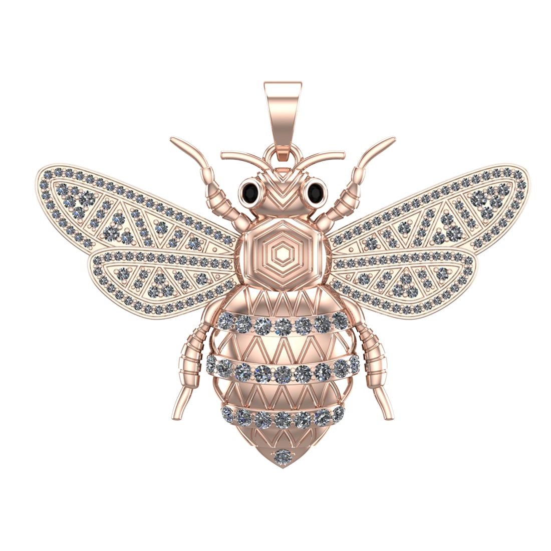 1.98 Ctw SI1/SI2 Diamond 14k Rose Gold Creature Pendant(ALL DIAMOND ARE LAB: Eye Stone Weight :- 0.07 ctw Eye Stone Color :- Treated Fancy Black Diamond Total Daimond Weight :-1.91 Ctw Color : G-H Clarity : SI1/SI2 Setting : Prong Metal Weight : Approx 29.60 gram 14k Rose