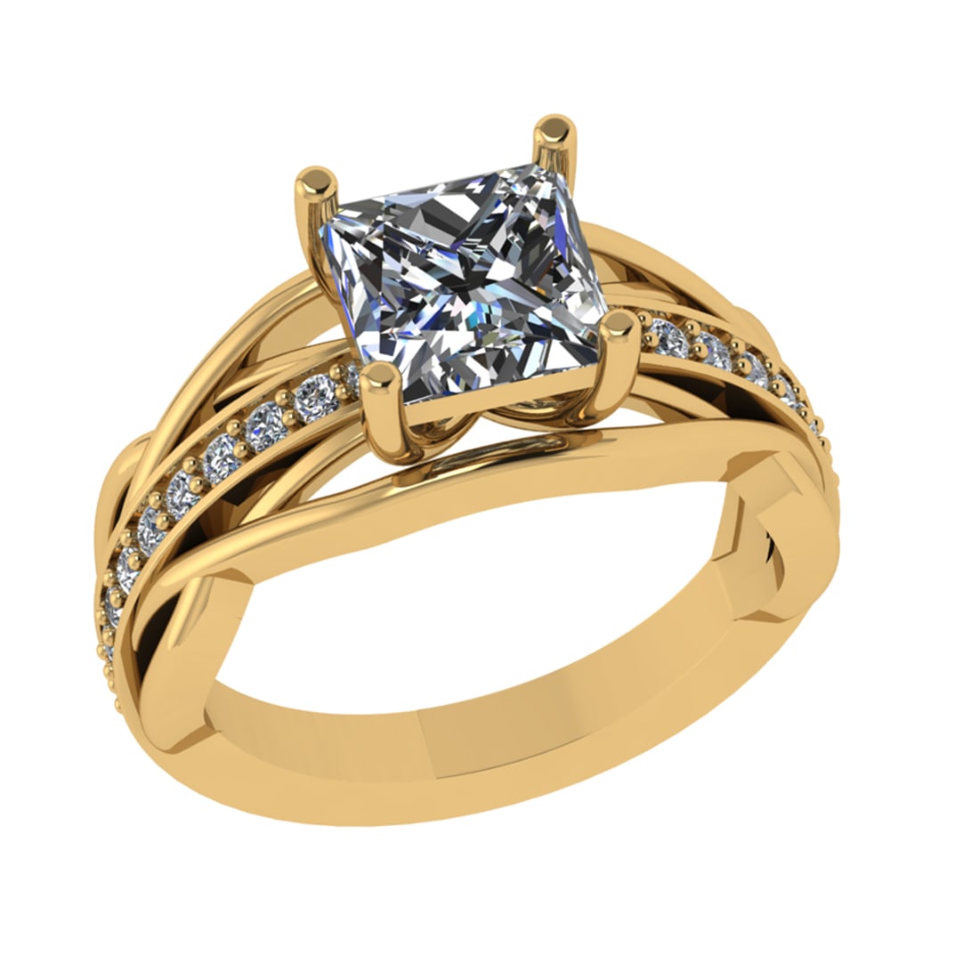 2.33 Ctw VS/SI1 Diamond 14k Yellow Gold Engagement Ring: Center Daimond Weight :-2.00 Ctw ( Princess Cut) Color : G-H Clarity : VS/SI1 Side Diamond Weight Of Ctw 0.33 Ctw Color : G-H Clarity : VS/SI1 Daimond Setting : Prong Metal Weight : Approx 5.48 gram