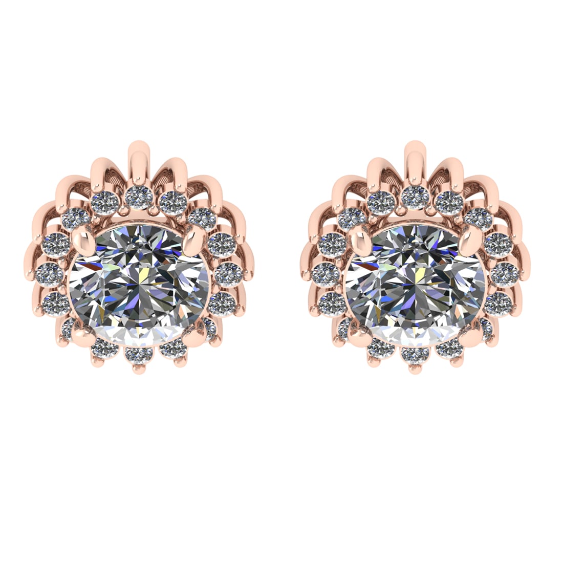 1.16 Ctw VS/SI1 Diamond 14k Rose Gold Stud Earrings (ALL DIAMOND ARE LAB GR: Center Daimond Weight :-1.00 Ctw ( Round Cut) Color : G-H Clarity : VS/SI1 Side Diamond Weight Of Ctw 0.16 Ctw Color : G-H Clarity : VS/SI1 Daimond Setting : Prong Metal Weight : Approx 1.57 gram 14k 