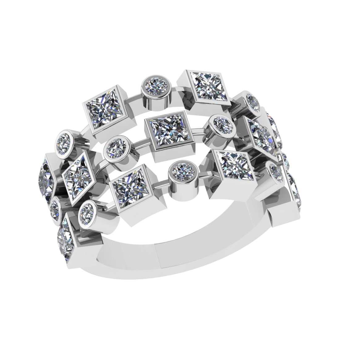 2.33 Ctw SI2/SI1 Diamond 14k white Gold Eternity Band Ring: Center Daimond Weight :-1.98 Ctw ( Princess Cut) Color : G-H Clarity : SI2/SI1 Side Diamond Weight Of Ctw 0.35 Ctw Color : G-H Clarity : SI2/SI1 Daimond Setting : Prong Metal Weight : Approx 6.06 gram