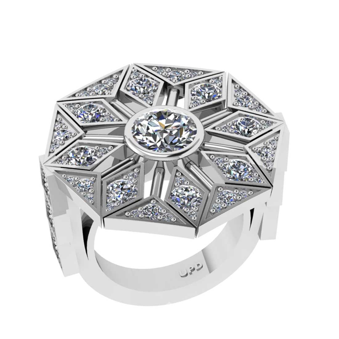 3.34 Ctw VS/SI1 Diamond 10K White Gold Engagement Halo Ring: Center Diamond Weight : 1.25 Ctw ( Round Cut) Center Diamond Color :-J-K Center Stone Setting : Prong Clarity : VS/SI1 Total Weight Of Ctw 2.09 Ctw Color : J-K Clarity : VS/SI1 Stone Setting : Prong M