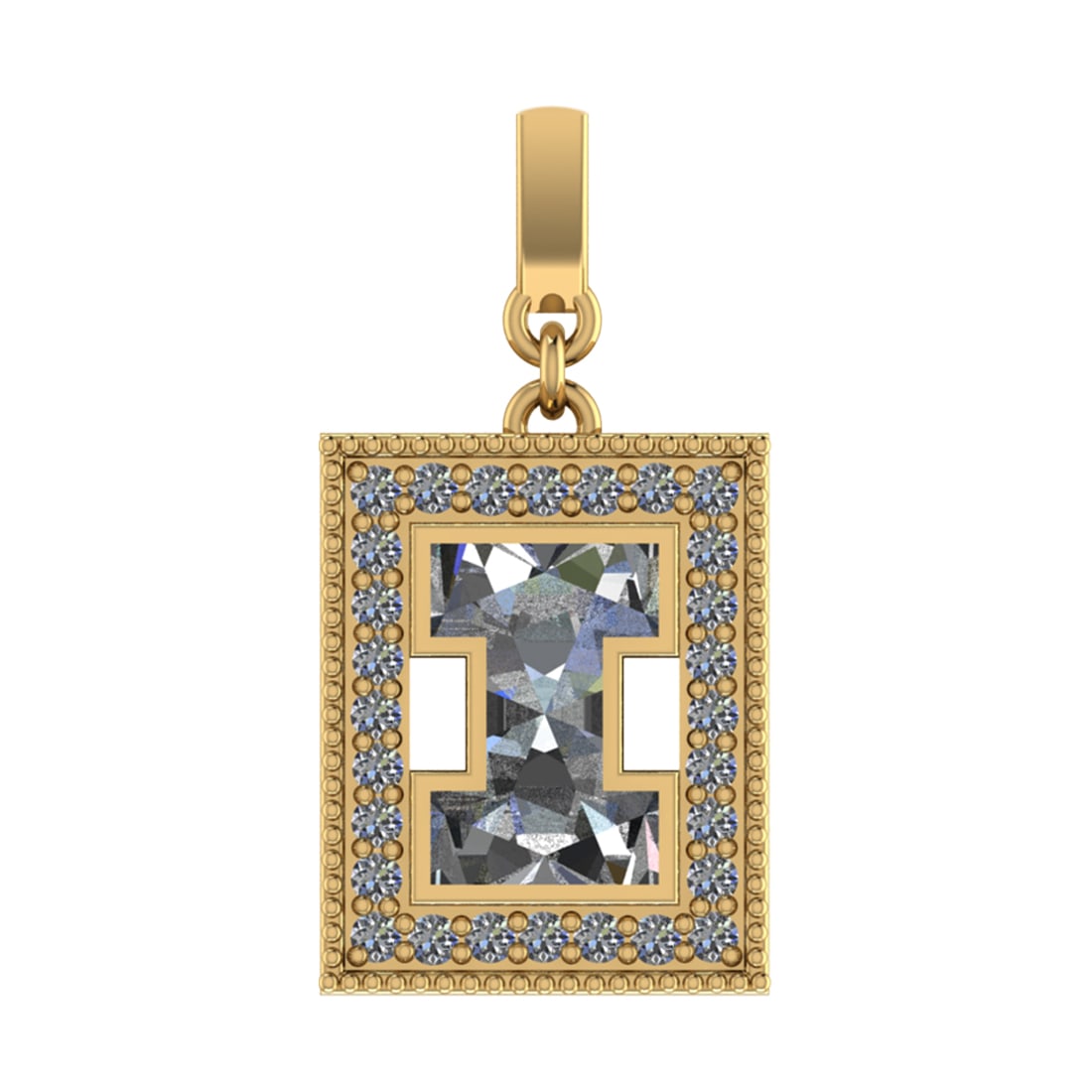 0.81 Ctw SI2/SI1 Diamond Prong Set 14k Yellow Gold Alphabet-I Pendant (ALL: Center Daimond Weight :-0.59 Ctw Color : White Side Diamond Weight Of Ctw 0.22 Ctw Color : G-H Clarity : SI2/SI1 Daimond Setting : Prong Metal Weight : Approx 3.86 gram 14k Yellow Gold Alphabet-I