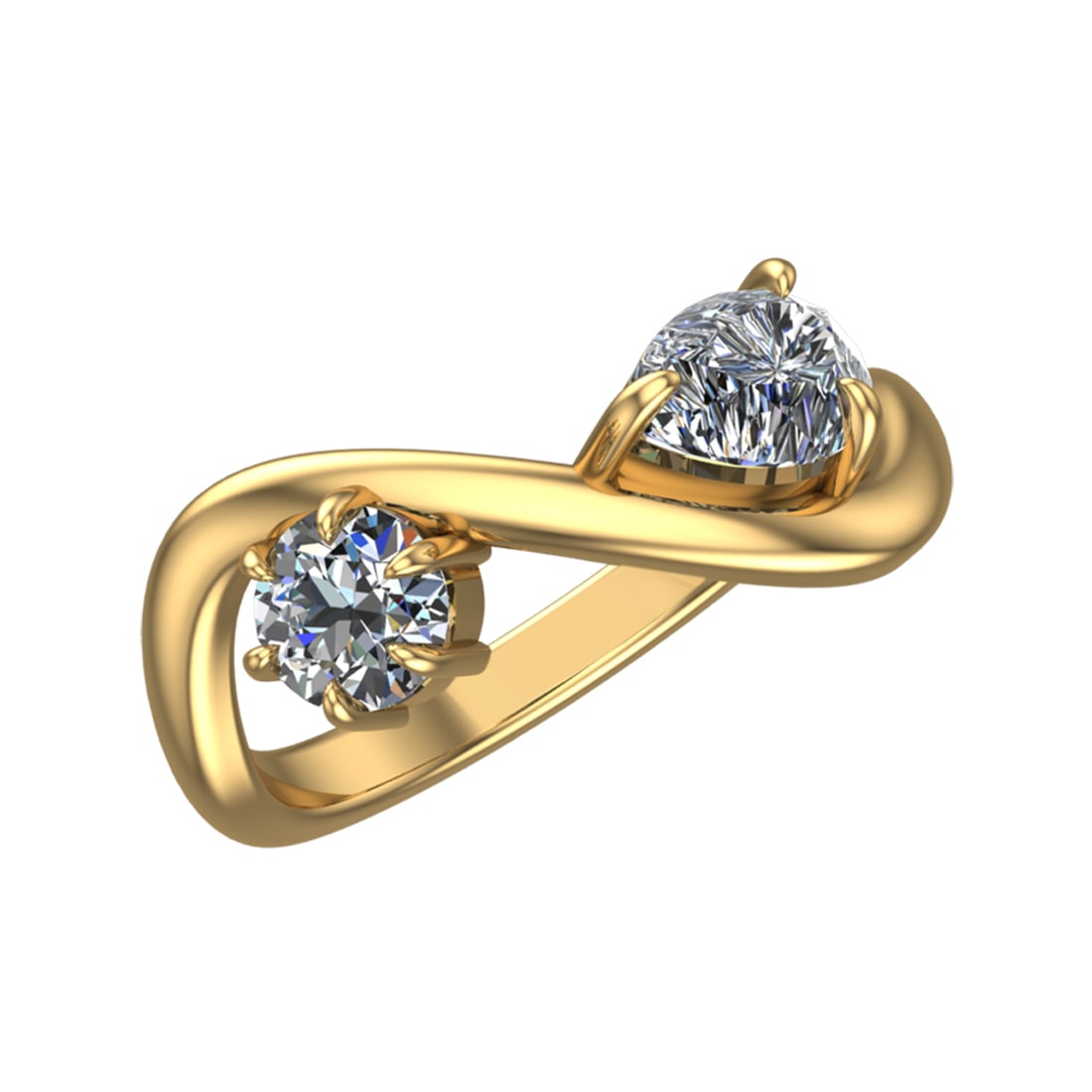 1.25 Ctw SI2/SI1 Diamond Prong Set 14K Yellow Gold Two-Stone Engagement Rin (1 of 2)
