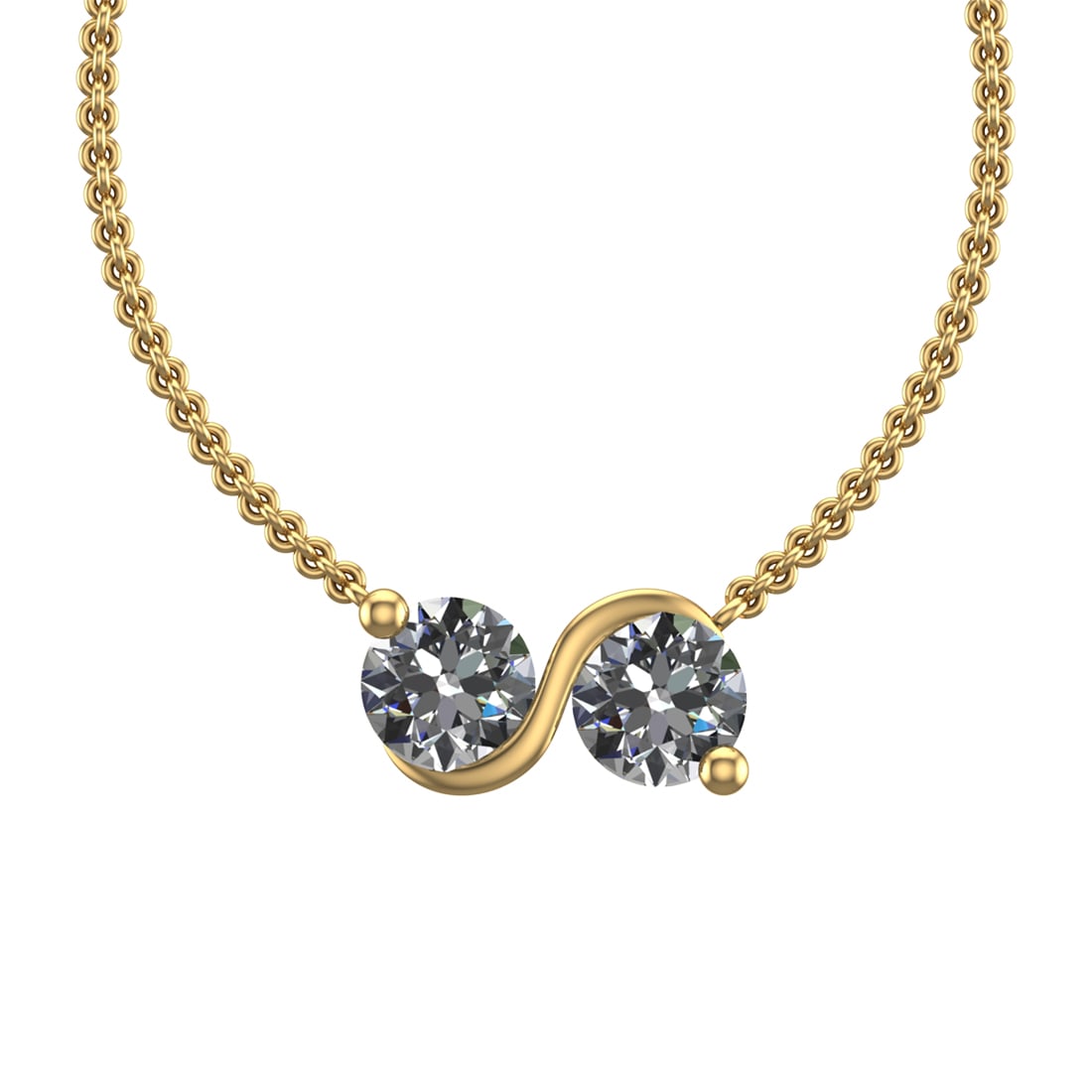 1.68 Ctw SI2/SI1 Diamond Prong Set 14K Yellow Gold Two-Stone Pendant Neckla (1 of 1)