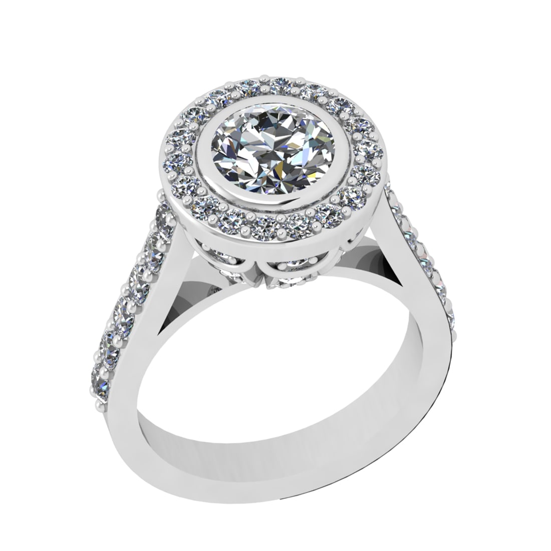 2.88 Ctw SI2/SI1 Diamond Prong Set 14k white Gold Engagement Ring: Center Daimond Weight :-1.30 Ctw ( Round Cut) Color : G-H Clarity : SI2/SI1 Side Diamond Weight Of Ctw 1.58 Ctw Color : G-H Clarity : SI2/SI1 Daimond Setting : Prong Metal Weight : Approx 6.06 gram 14