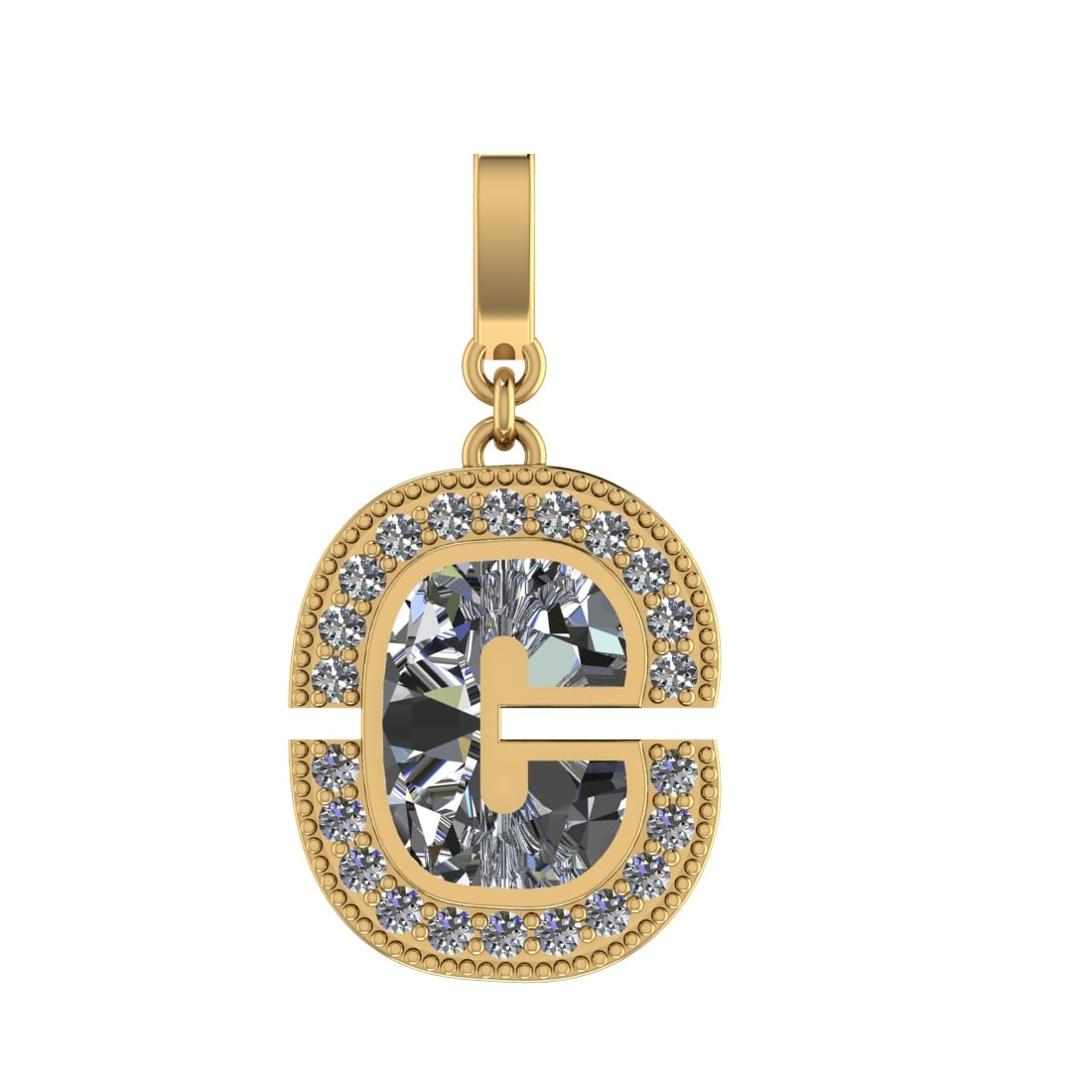 0.80 Ctw SI2/SI1 Diamond Prong Set 14k Yellow Gold Alphabet-C Pendant (ALL (1 of 1)