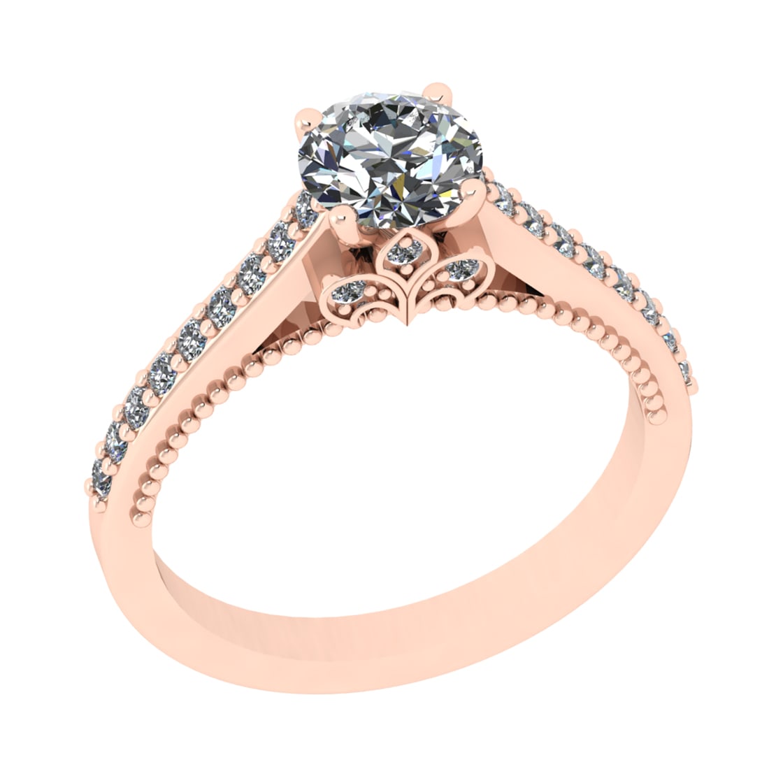 1.15 Ctw SI1/SI2 Diamond Prong Set 14k Rose Gold Engagement Ring: Center Daimond Weight :-0.84 Ctw ( Round Cut) Color : G-H Clarity : SI1/SI2 Side Diamond Weight Of Ctw 0.31 Ctw Color : G-H Clarity : SI1/SI2 Daimond Setting : Prong Metal Weight : Approx 3.99 gram 14