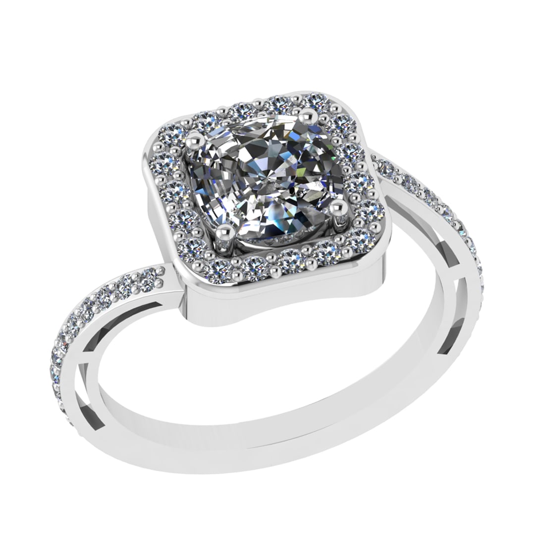 2.44 Ctw VS/SI1 Diamond Prong Set 14k white Gold Engagement Ring: Center Daimond Weight :-2.00 Ctw ( Cushion Cut) Color : G-H Clarity : VS/SI1 Side Diamond Weight Of Ctw 0.44 Ctw Color : G-H Clarity : VS/SI1 Daimond Setting : Prong Metal Weight : Approx 4.91 gram 14