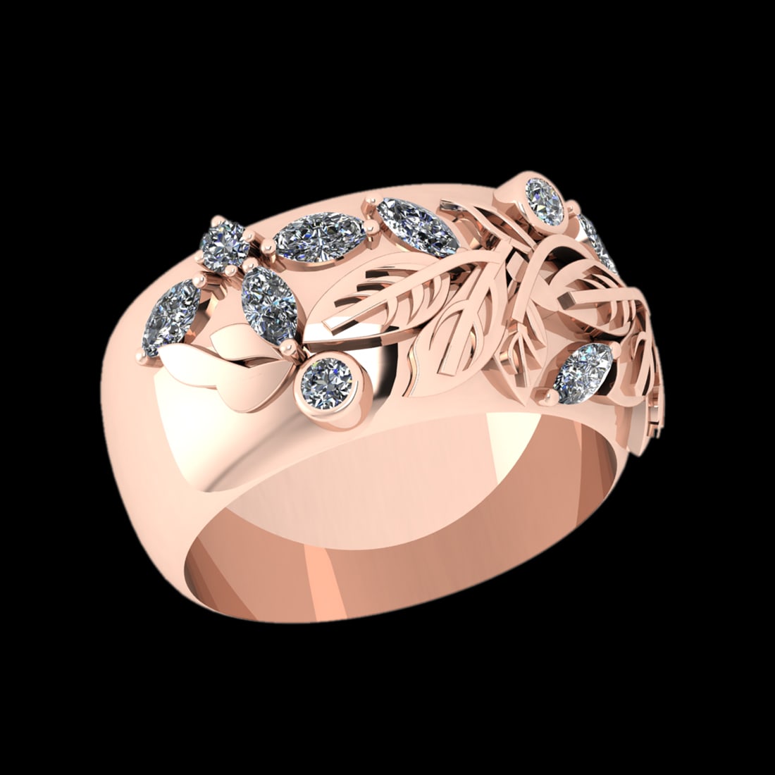 0.70 Ctw VS/SI1 Diamond Prong Set 10k Rose Gold Engagement Ring: Total Daimond Weight :-0.70 Ctw ( Round &Marquise ) Color : J-K Clarity : VS/SI1 Setting : Prong Metal Weight : Approx 8.46 gram 10k Rose Gold Engagement Ring Current Ring Size 6 (ALL DIAMOND ARE LAB 
