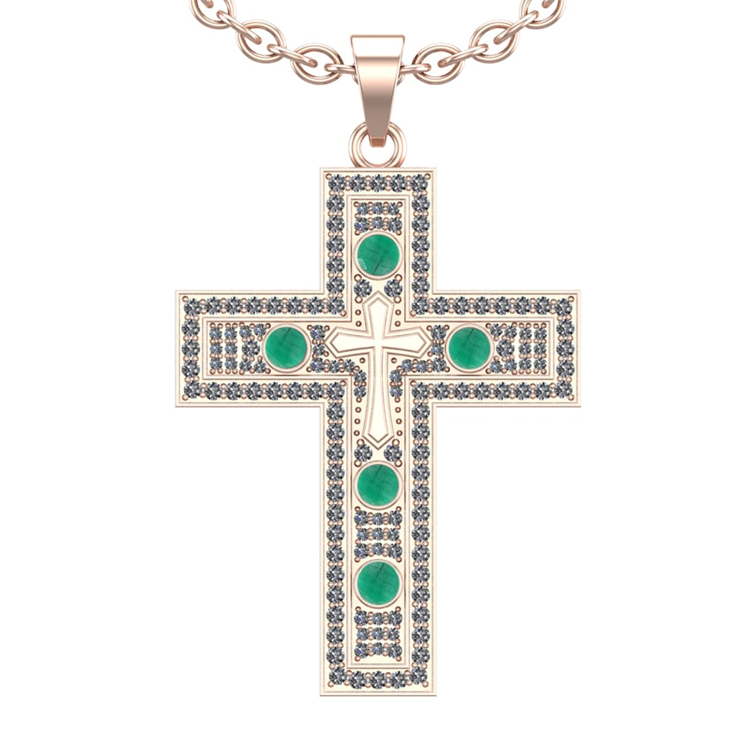 1.96 Ctw VS/SI1 Emerald and Diamond 14k Rose Gold Pandant Necklace (ALL DIA: Center Stone Weight :-0.55 Ctw ( Round Cut) Center Stone Color :-Emerald Center Stone Setting : Prong Side Diamond Weight Of Ctw :- 1.41 Ctw Color : J-K Clarity : VS/SI1 Daimond Setting : Prong Metal 