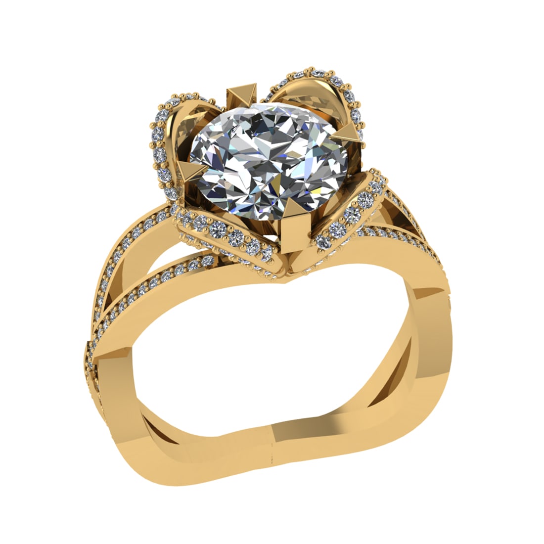 3.40 Ctw VS.SI1 (ALL DIAMOND ARE LAB GROWN ) Diamond 14k Yellow Gold Engage: Center Daimond Weight :-2.75 Ctw ( Round Cut) Color : G-H Clarity : VS.SI1 (ALL DIAMOND ARE LAB GROWN ) Side Diamond Weight Of Ctw 0.65 Ctw Color : G-H Clarity : VS.SI1 (ALL DIAMOND ARE LAB GROWN ) Da