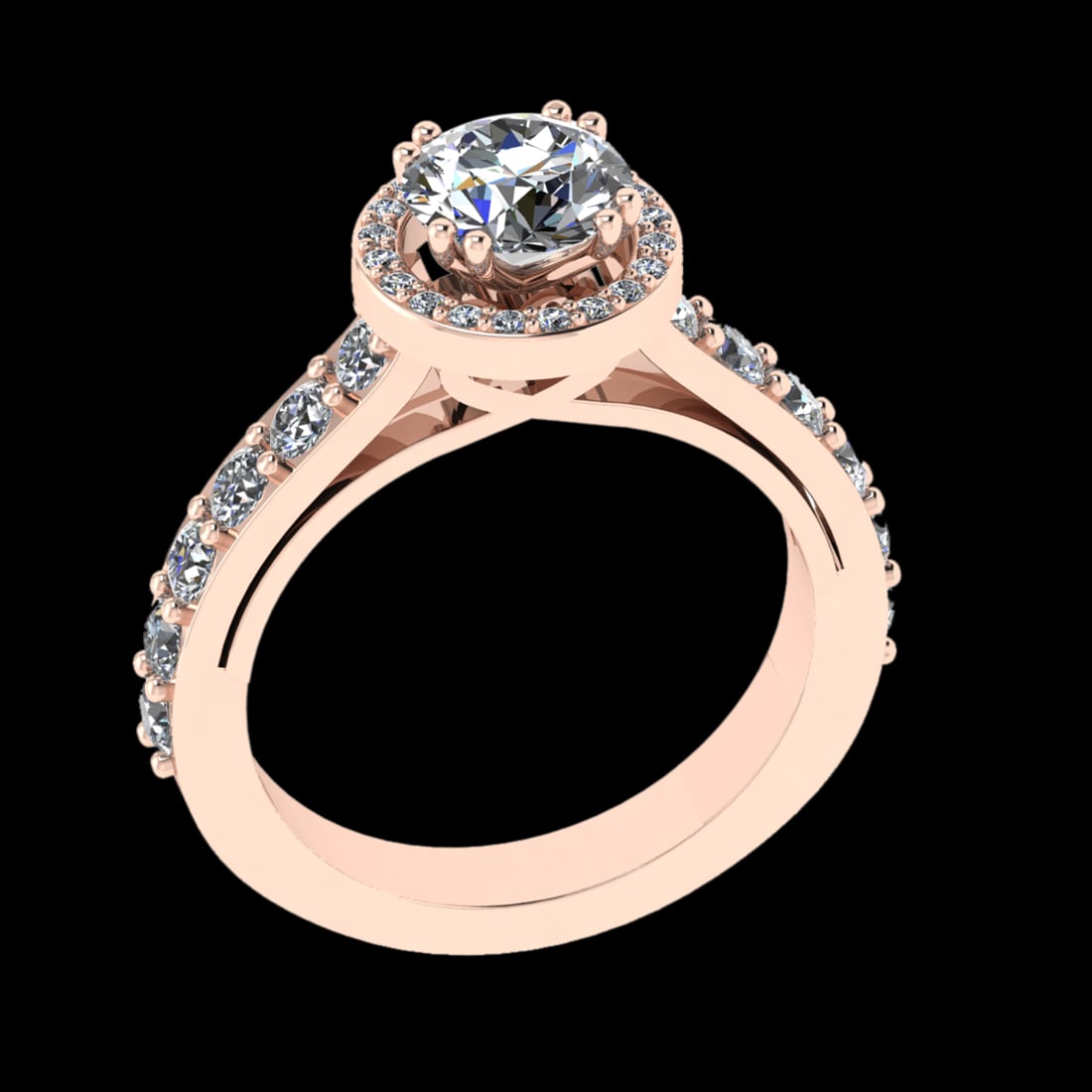 1.96 Ctw VS/SI1 Diamond Prong Set 18k Rose Gold Engagement Ring (ALL DIAMON: Center Daimond Weight :-1.00 Ctw ( Round Cut) Color : G-H Clarity : VS/SI1 Side Diamond Weight Of Ctw 0.96 Ctw Color : G-H Clarity : VS/SI1 Daimond Setting : Prong Metal Weight : Approx 5.91 gram 18k 