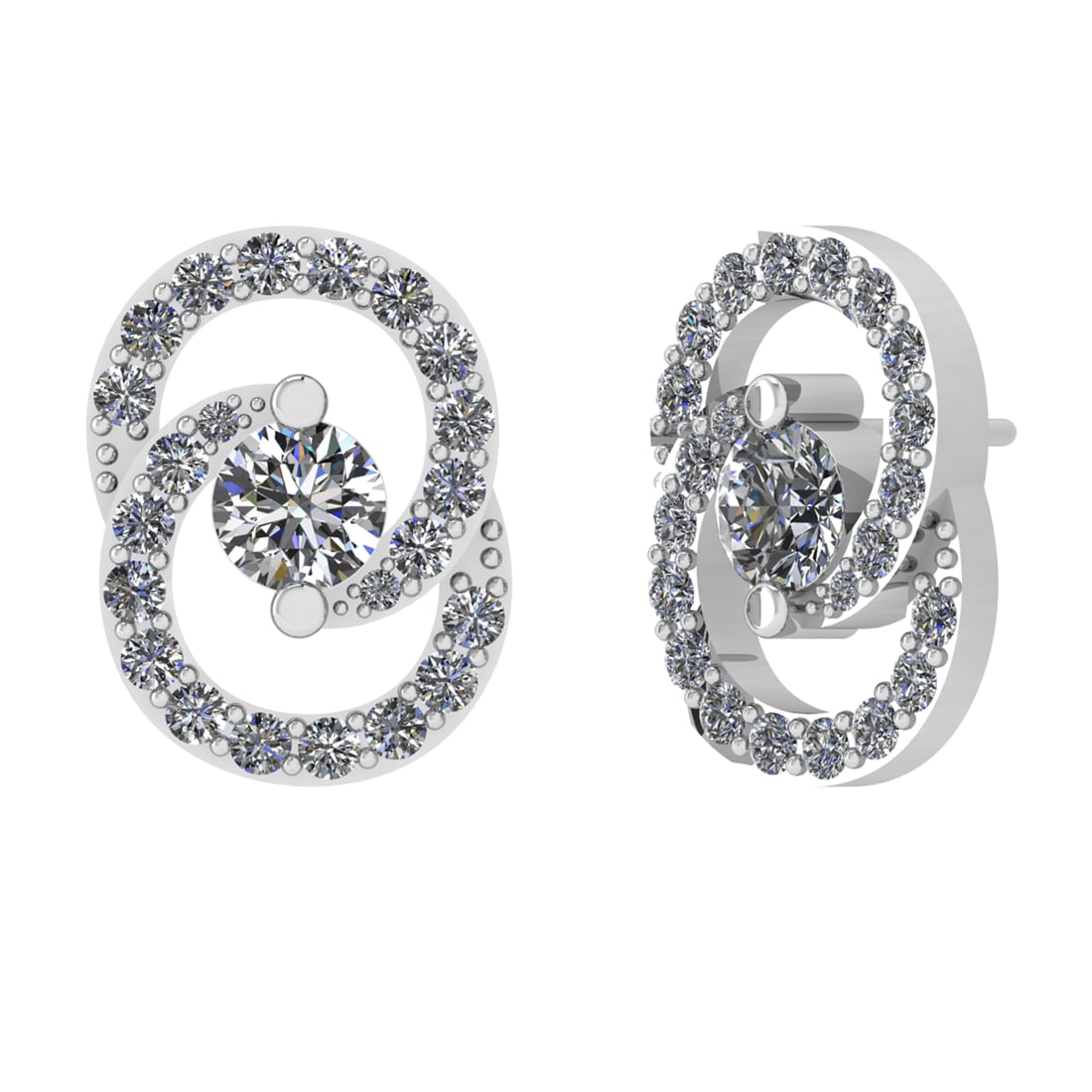 2.03 Ctw VS/SI1 Diamond 14k white Gold Stud Earrings (ALL DIAMOND ARE LAB G: Center Daimond Weight :-1.00 Ctw ( Round Cut) Color : G-H Clarity : VS/SI1 Side Diamond Weight Of Ctw 1.03 Ctw Color : G-H Clarity : VS/SI1 Daimond Setting : Prong Metal Weight : Approx 9.85 gram 14k
