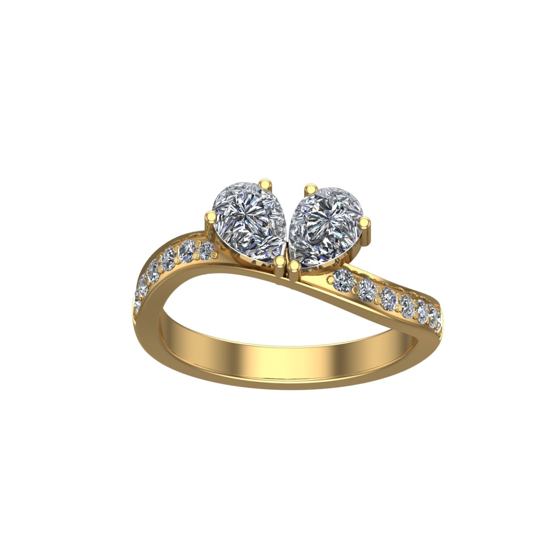 1.46 Ctw SI2/SI1 Diamond Prong Set 14K Yellow Gold Toi et Moi Two-Stone Eng: Center Daimond Weight :-1.20 Ctw ( Pear Cut) Color : G-H Clarity : SI2/SI1 Side Diamond Weight Of Ctw 0.26 Ctw Color : G-H Clarity : SI2/SI1 Daimond Setting : Prong Metal Weight : Approx 4.40 gram