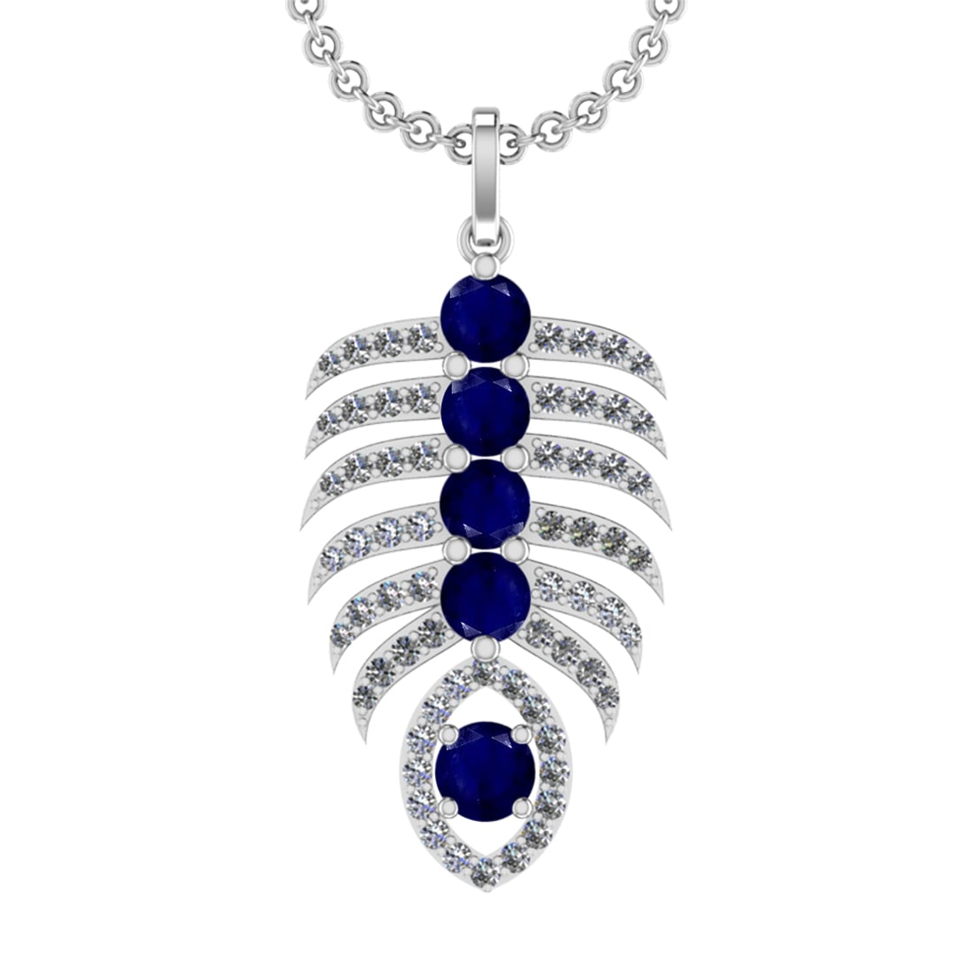 4.60 Ctw VS/SI1 Blue Sapphire and Diamond 14k white Gold Pandant (ALL DIAMO: Center Stone Weight :-3.00 Ctw ( Round Cut) Center Stone Color :-Blue Sapphire Center Stone Setting : Prong Side Diamond Weight Of Ctw :- 1.60 Ctw Color : J-K Clarity : VS/SI1 Daimond Setting : Prong 