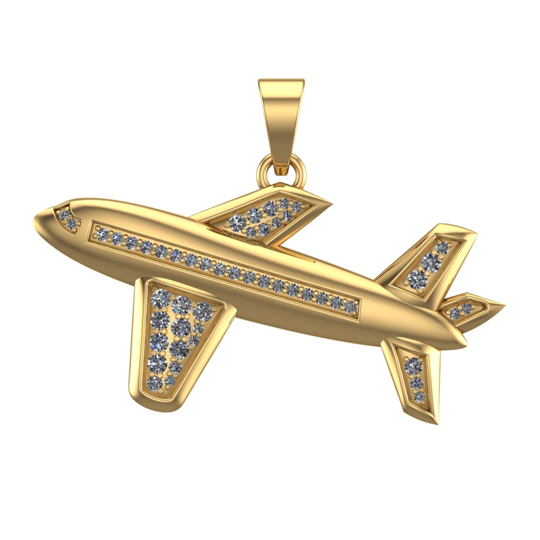0.98 Ctw SI1/SI2 Diamond Prong Set 14k Yellow Gold AirPlane Theme Pendant ( (1 of 1)