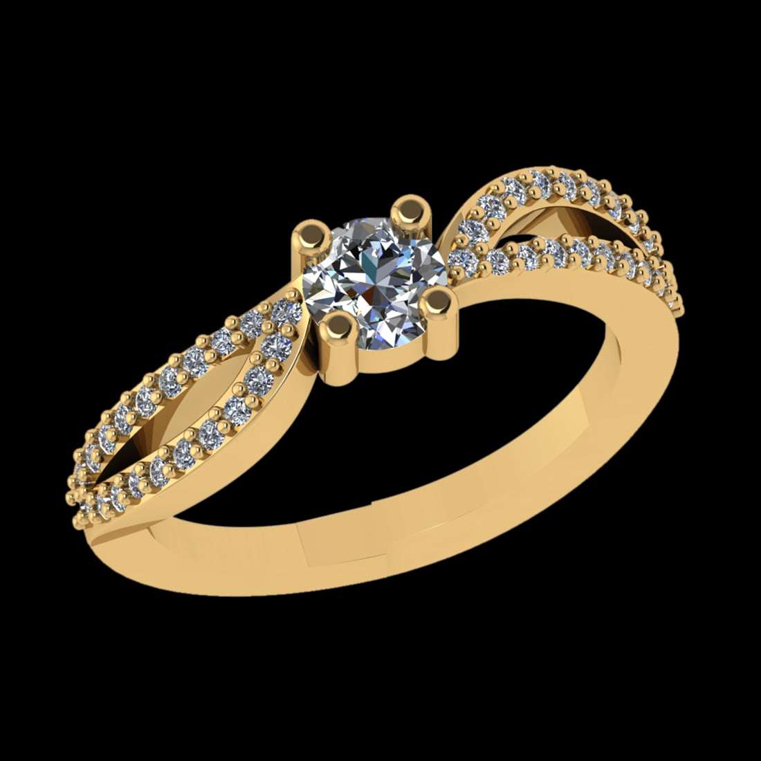 0.73 Ctw VS/SI1 Diamond Prong Set 18k Yellow Gold Engagement Ring (ALL DIAM: Center Daimond Weight :-0.46 Ctw (Round Cut) Color : G-H Clarity : VS/SI1 Side Diamond Weight Of Ctw 0.27 Ctw Color : G-H Clarity : VS/SI1 Daimond Setting : Prong Metal Weight : Approx 4.99 gram 18k Y