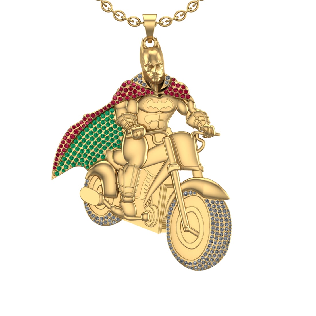 2.52 Ctw VS/SI1 Emerald ,Ruby And Diamond 14K Yellow Gold Necklace (ALL DIA: Center Stone Weight : 1.62 Ctw ( Round Cut ) Center Stone Color : Emerald ,Ruby Stone Setting : Prong Side Diamond Weight Of Ctw 0.90 Ctw Side Stone Color : J-K Stone Clarity : VS/SI1 Stone Setting : 