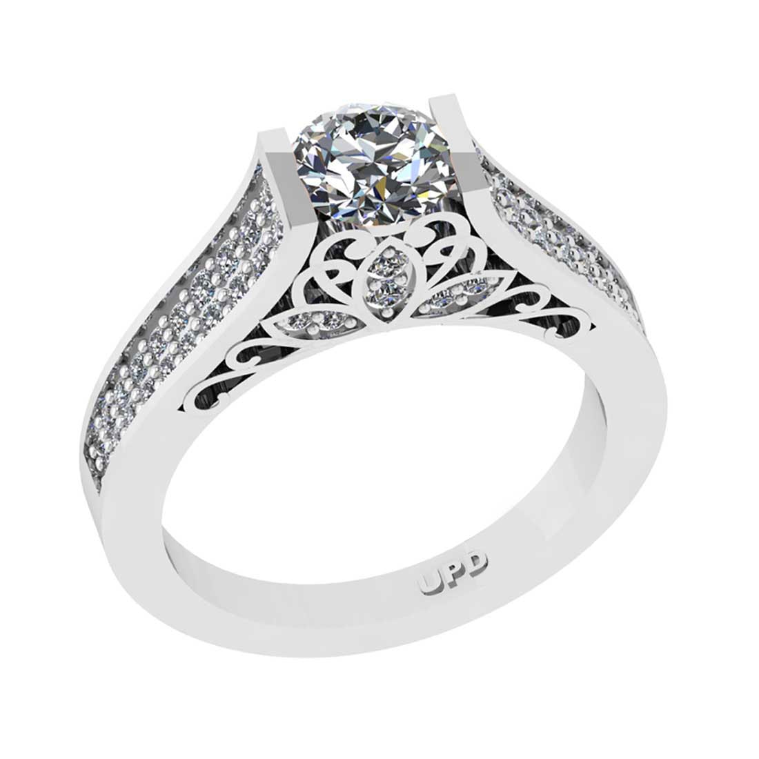 1.55 Ctw VS/SI1 Diamond 14K White Gold Filigree Engagement Ring: Center Diamond Weight : 1.00 Ctw (Round Cut) Center Color :-G-H Center Stone Clarity :- VS/SI1 Center Stone Setting : Prong Side Stone Weight Of Ctw 0.55 Ctw Side Stone Color : G-H Stone Clarity :