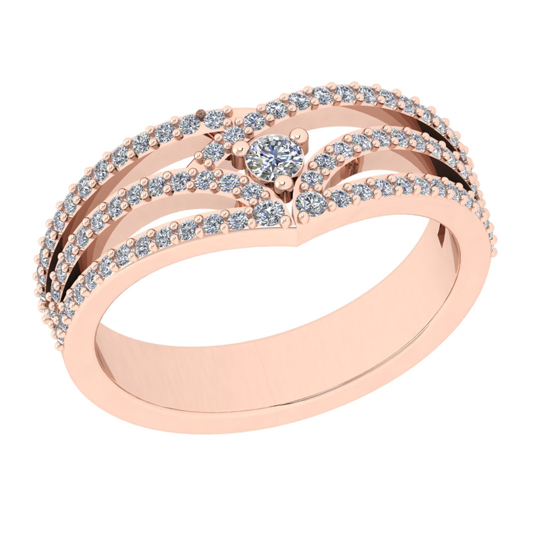 0.49 Ctw VS/SI1 Diamond Prong Set 14k Rose Gold Engagement Ring: Center Daimond Weight :-0.06 Ctw ( Round Cut) Color : G-H Clarity : VS/SI1 Side Diamond Weight Of Ctw 0.43 Ctw Color : G-H Clarity : VS/SI1 Daimond Setting : Prong Metal Weight : Approx 4.56 gram 14k 