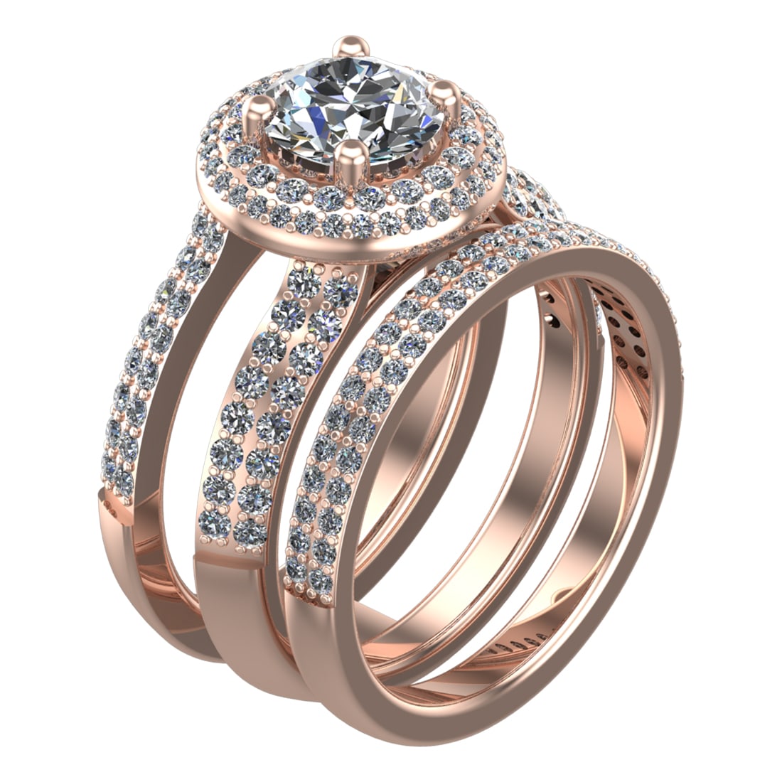 3.21 Ctw SI1/SI2 Diamond 14k Rose Gold Engagement SET Ring (ALL DIAMOND ARE: Center Daimond Weight :-1.67 Ctw ( Round Cut) Color : G-H Clarity : SI1/SI2 Side Diamond Weight Of Ctw 1.54 Ctw Color : G-H Clarity : SI1/SI2 Daimond Setting : Prong Metal Weight : Approx 13.49 gram 1