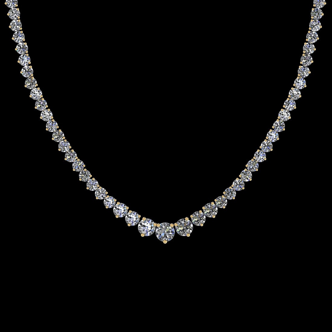 5.63 Ctw VS/SI1 Diamond 14K Yellow Gold Princess Necklace (ALL DIAMOND ARE (1 of 1)