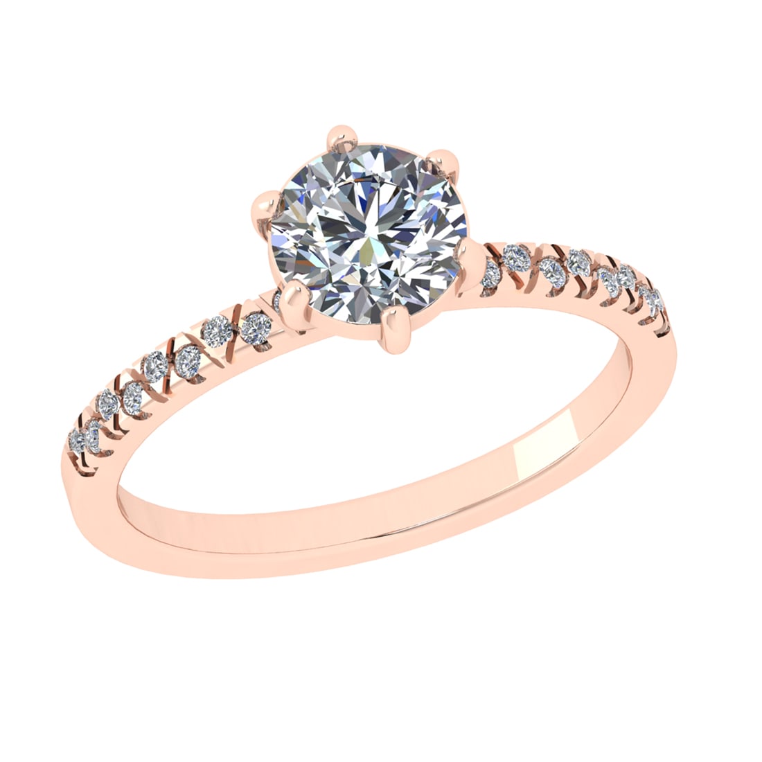 0.93 Ctw VS/SI1 Diamond 14k Rose Gold Engagement Ring (ALL DIAMOND ARE LAB: Center Daimond Weight :-0.84 Ctw ( Round Cut) Color : G-H Clarity : VS/SI1 Side Diamond Weight Of Ctw 0.09 Ctw Color : G-H Clarity : VS/SI1 Daimond Setting : Prong Metal Weight : Approx 2.30 gram 14k 