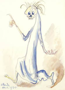 Bouda Cyril (1901 - 1984) Spook, 1974: watercolor/paper, mat window 31 x 22,5 cm, signed bottom left C Bouda 30. V. 1974, framed, mount, glass