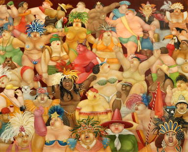 Hejtmankova Dagmar (1943) Carnival in Rio, 1997: oil/board, 80,5 x 100 cm, no signature, original paper label with signature on the reverse, framed