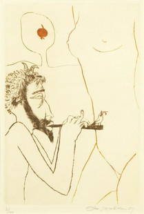 Janecek Ota (1919 - 1996) Eden, 1987: multicolor drypoint 3/100, mat window 33,5 x 23 cm, signed bottom right Ota Janecek 87, mount, glass