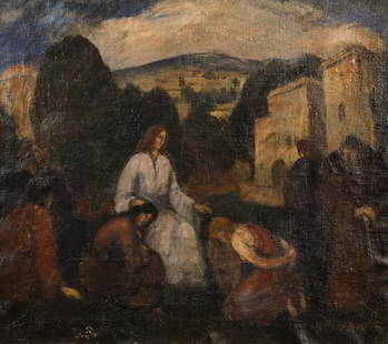 Dvorak Jiri (1891 - 1977) Figural scene, around 1935: oil/canvas, 59,5 x 70 cm, signed bottom right J. Dvorak, authenticity verified by PhDr. Mgr. M. Zachar, framed