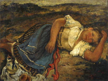 cumpelik Jan (1895 - 1956) Resting girl: oil/board, 93 x 120 cm, signed bottom right cumpelik, exhibition stamp J.U.V. v Praze on the reverse, framed