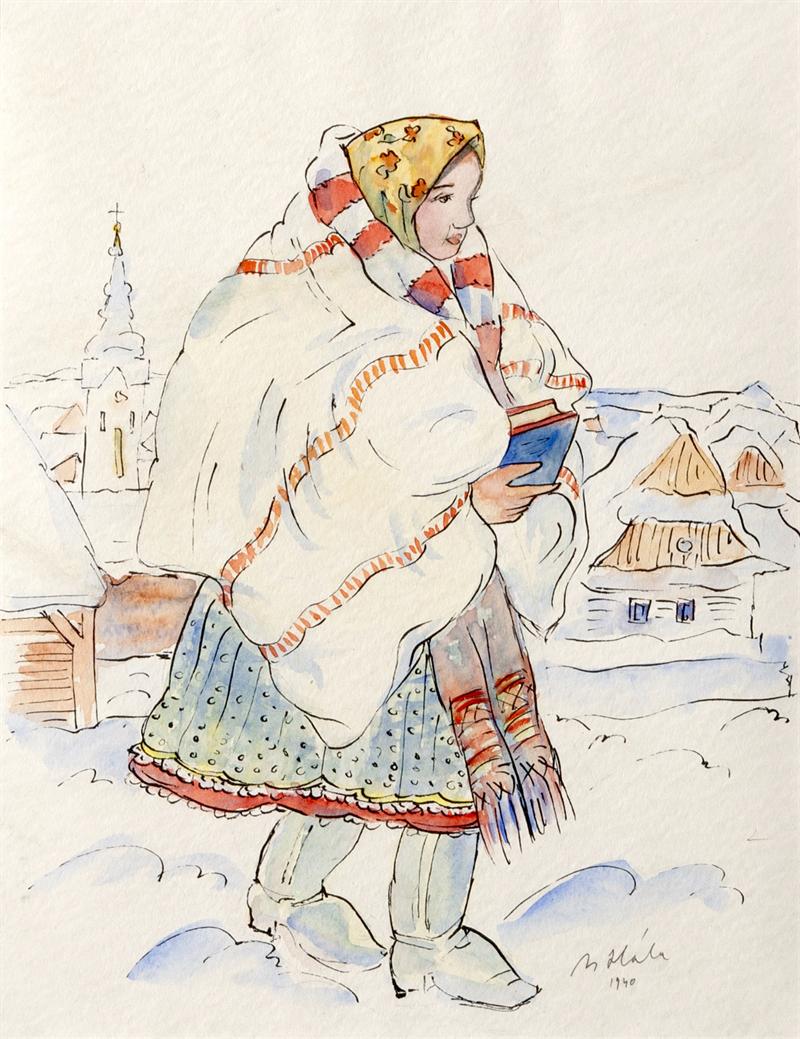 Hala Jan (1890 - 1959) Girl in traditional costume, (1 of 3)