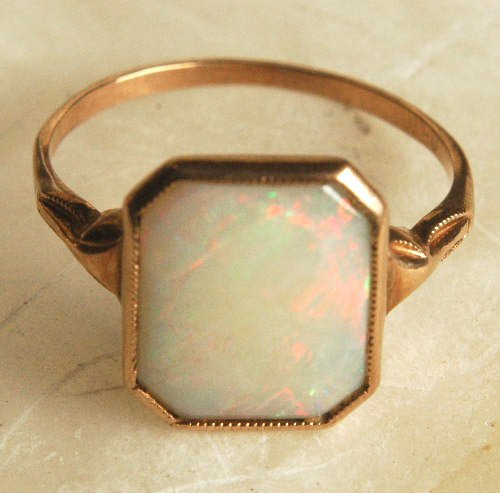 Fiery Opal Ring Gold Setting Jewelry