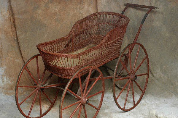 wooden baby carriage