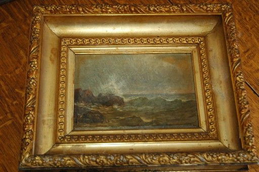 593 1800 S Oil Painting Coastal Waves Deep Gold Frame May 20