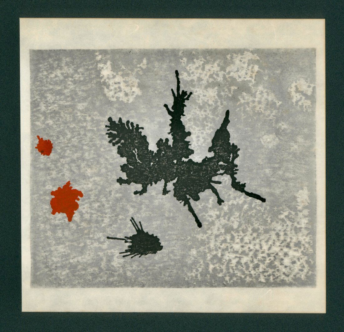 Toshi Yoshida: Blurred Woodblock Printing: Artist: Toshi Yoshida Title: "Blurred Woodblock Printing" Paper: Torinko Size: (8x8in) Date: 1967 Series: Varieties Of the Japanese Print. Number: 19.