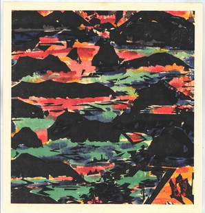 Shiko Munakata : The Island Sea: Artist: Shiko Munakata Title: "The Island Sea" Medium: Woodcut Size: (11.7/8x11.1/4in) Date: Showa era 1964 Place of Origin: Japan Paper Type: Washi Format: Vertical