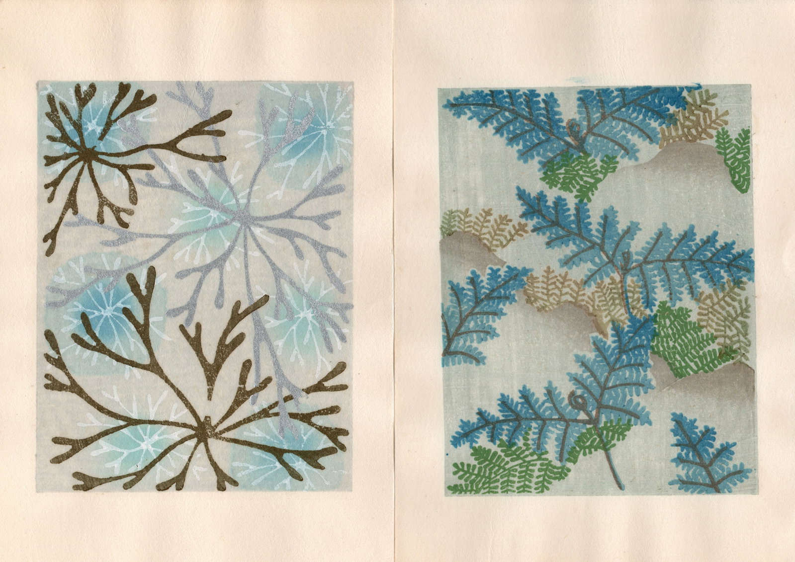Shin-Bijutsukai Japanese Design Woodblock Print: "Shin-Bijutsukai "The New Monthly Magazine of Various Designs by Famous Artists" Publisher: Unsodo. Medium: Woodblock. Size: (Each Sheet 8.1/2x6in). Date: 1950-1970. Special Notes: Shin-Bijutsukai is 