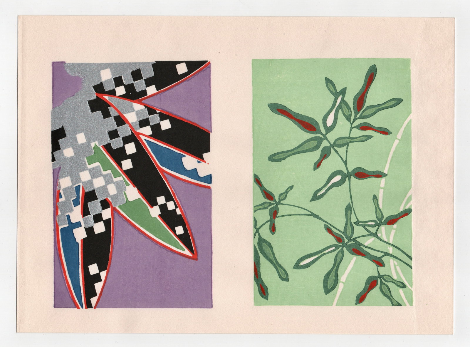 Furuya Korin : Woodblock Print Designs: After, Furuya Korin. Title: "Untitled" Date: 1989. Style: Japanese Designs. Medium: Woodblock. Publisher: Unsodo. Paper Type: Thick Paper. Size: (9x1/2x7in). Place of Origin. Japan.