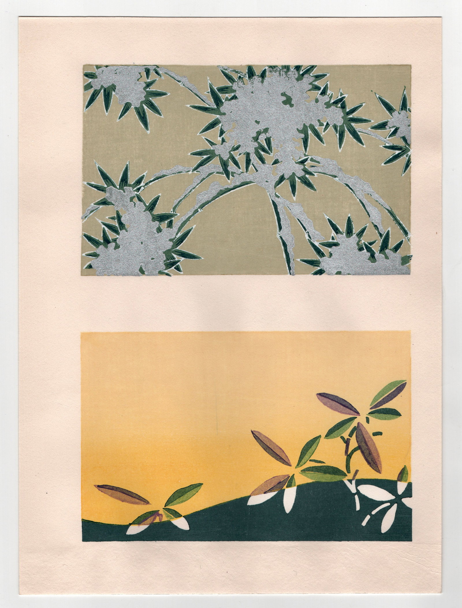 Furuya Korin : Woodblock Print Designs: After, Furuya Korin. Title: "Untitled" Date: 1989 Style: Japanese Designs. Medium: Woodblock. Publisher: Unsodo. Paper Type: Thick Paper. Size: (9x1/2x7in). Place of Origin. Japan.