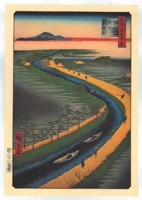 Ando Hiroshige : Towboats along the Yotsugi-dori Canal