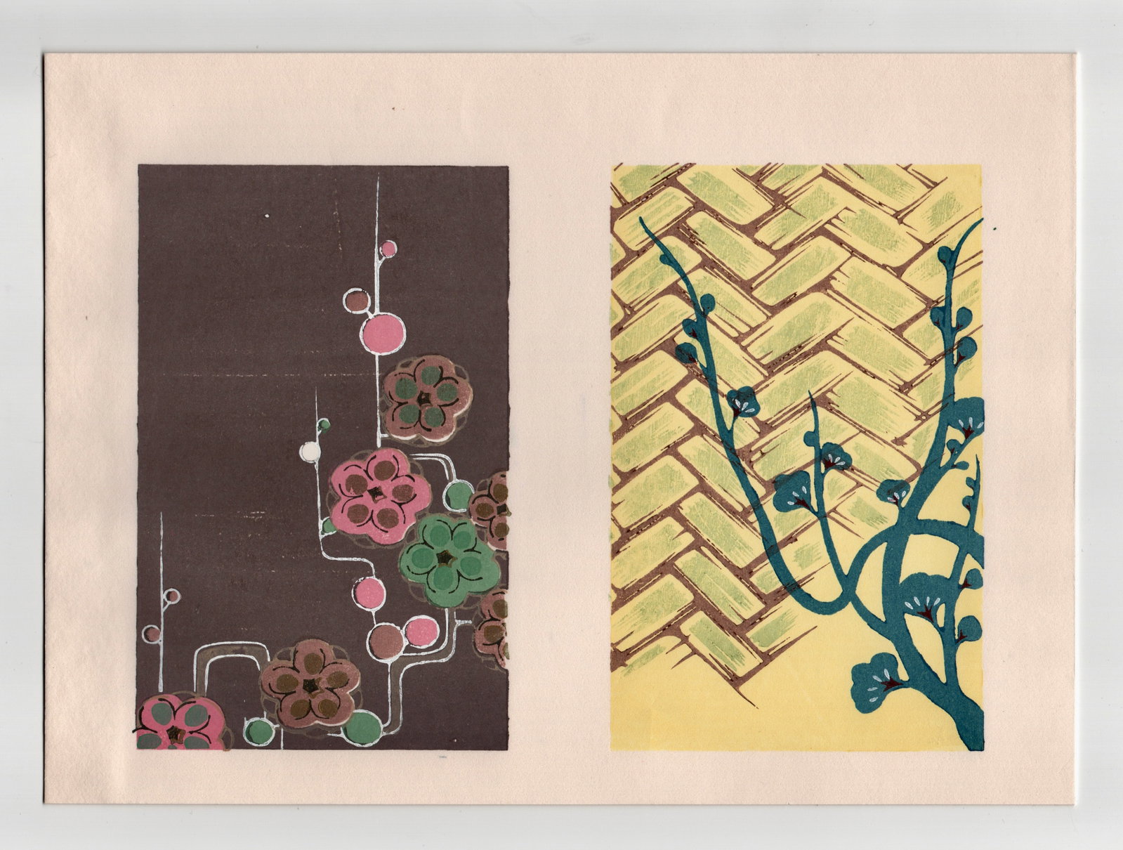 Furuya Korin : Woodblock Print Designs: After, Furuya Korin. Title: "Untitled" Date: 1989. Style: Japanese Designs. Medium: Woodblock. Publisher: Unsodo. Paper Type: Thick Paper. Size: (9x1/2x7in). Place or Origin. Japan